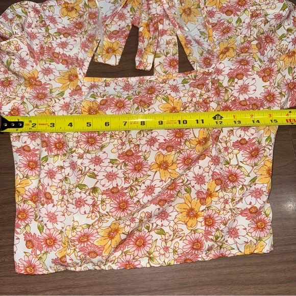 Sienna Sky Women’s Small Blouse Floral Yellow Pink White Top Shirt Boho Garden - Picture 8 of 10